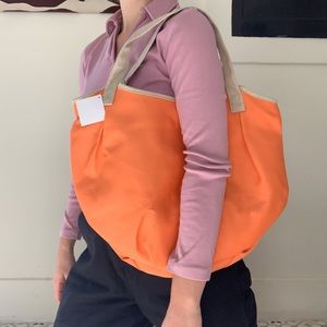 Large Nordstrom canvas tote in creamsicle colors